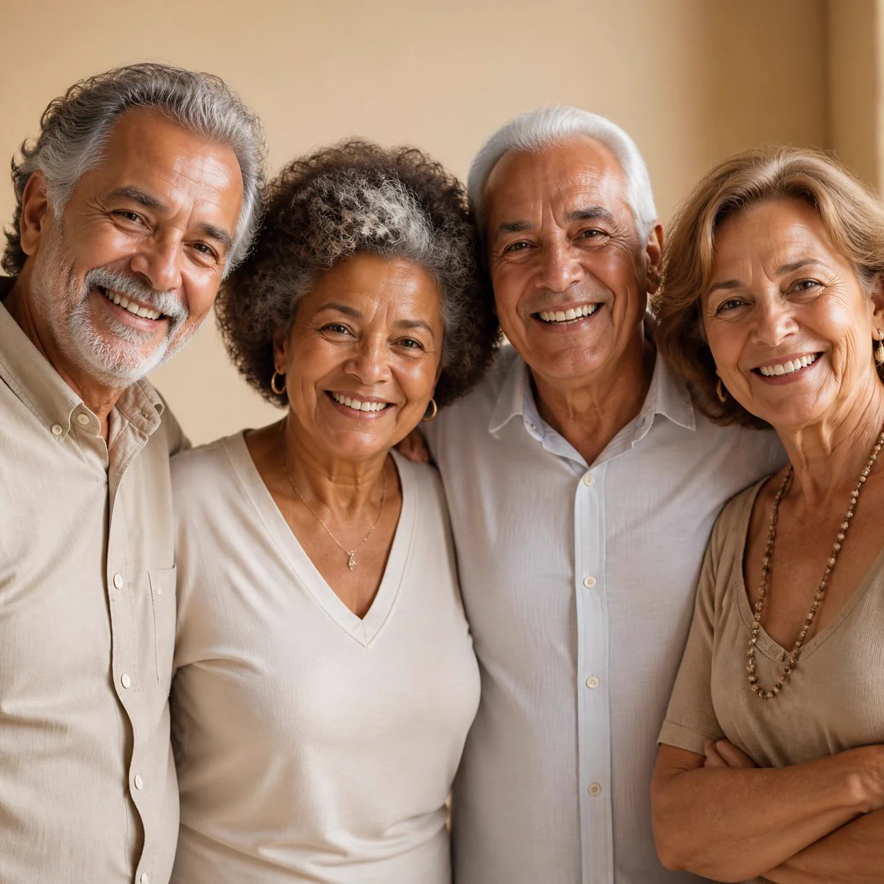 Grupo de aposentados sorrindo